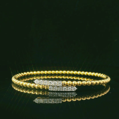 0.65CTW Round Brilliant Cut Elegant Gold Beaded Bangle