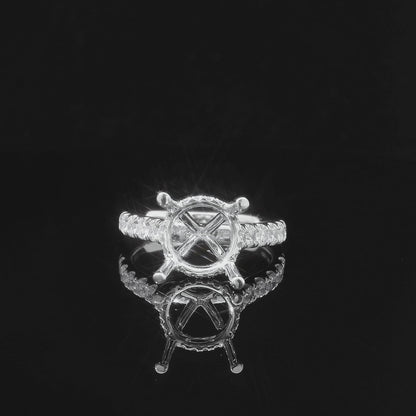 0.56CTW Elegant White Gold Diamond Ring Setting - For Round Cut Center Stone