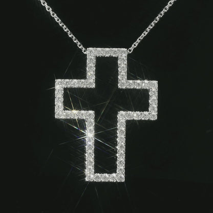 2.10 CTW Round Brilliant Cut Elegant Diamond Cross Pendant