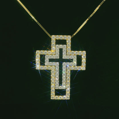 3.25CTW Round Brilliant Cut Elegant Diamond Cross Pendant