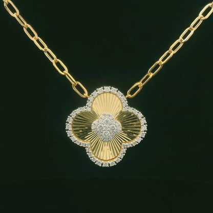 0.96CTW Elegant Gold Pendant with Diamonds