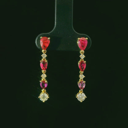 2.59CTW Elegant Ruby Drop Earrings