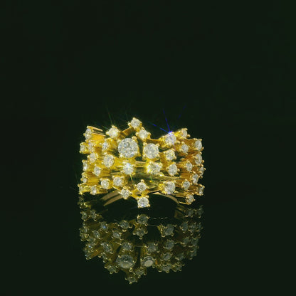 1.15CTW Elegant Gold Diamond Cluster Ring