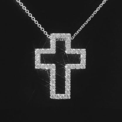 1.60CTW Round Brilliant Cut Elegant Diamond Cross Pendant