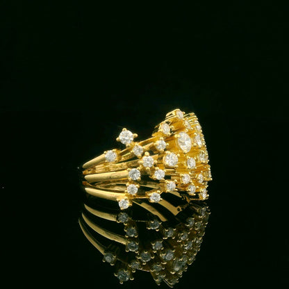 1.15CTW Elegant Gold Diamond Cluster Ring